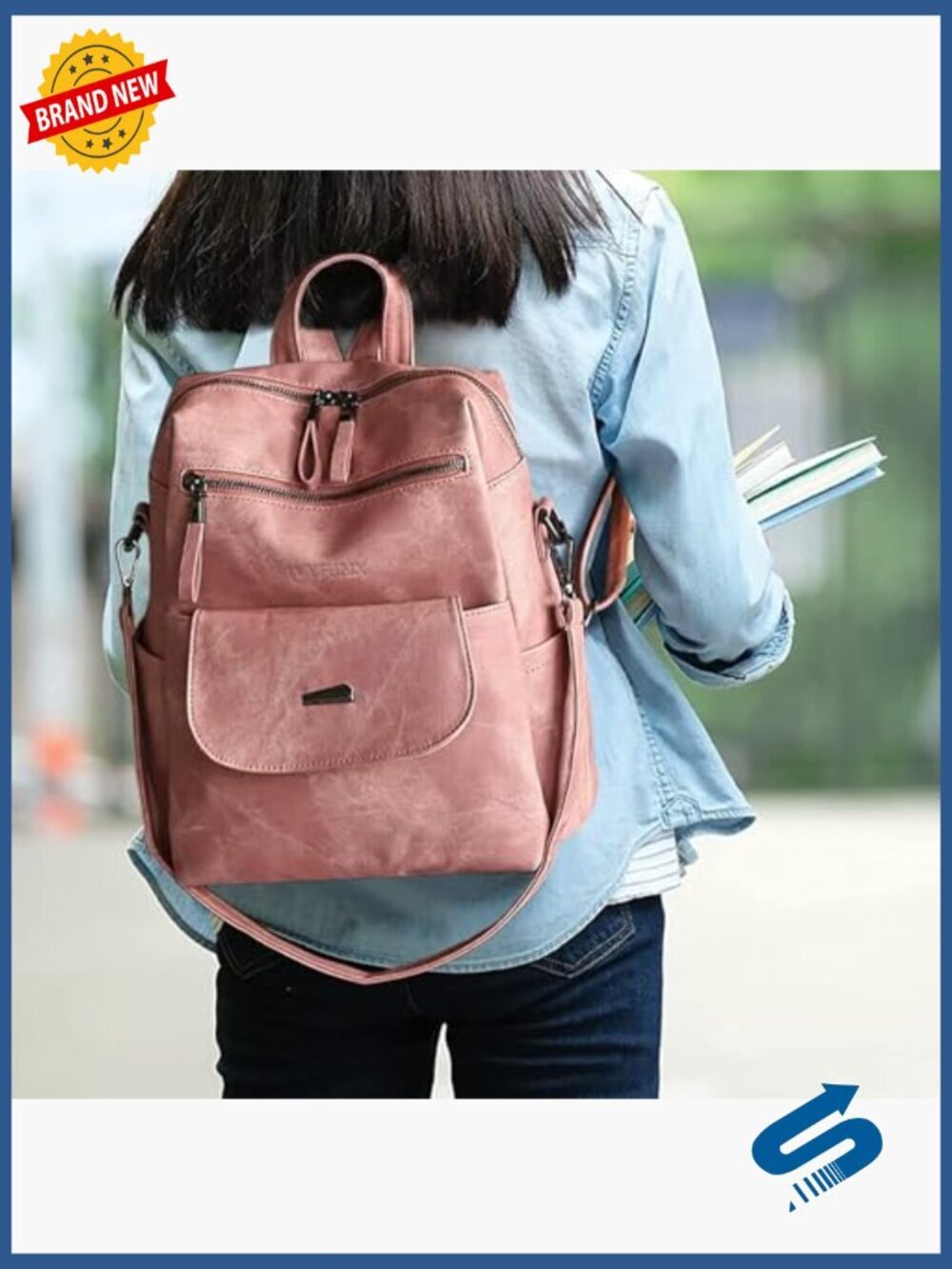 PU Leather Fashion Backpack Purse - Multipurpose Design Ladies Shoulder Bag - Picture 5 of 6